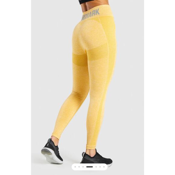 GYMSHARK FLEX HIGH WAISTED LEGGINGS in Yellow Marl - Activewear Gym - S - Picture 1 of 9